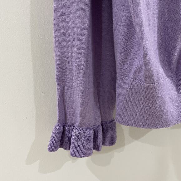 Kate Spade Painter Pansy Purple Ruffle Buttoned Comfortable Cardigan Size M - Picture 4 of 6